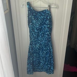 sherri hill blue sequin hoco dress